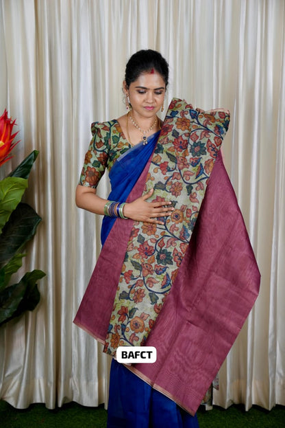 Kalamkari Chanderi Sico saree🥳