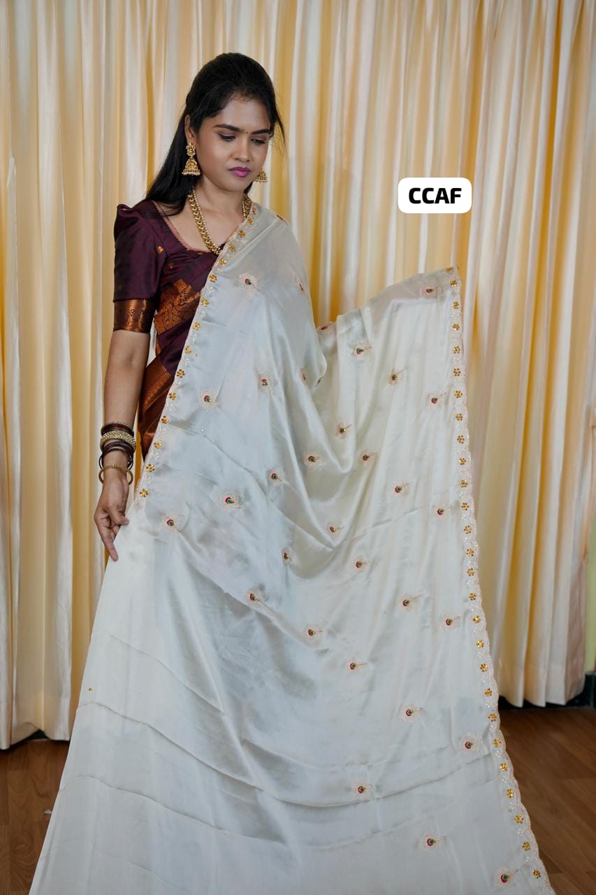 Shimmer georgette saree 🥰😎🌈📚