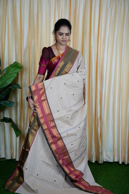 Kanchi cotton korvai buttas 5.5 Mtr❌