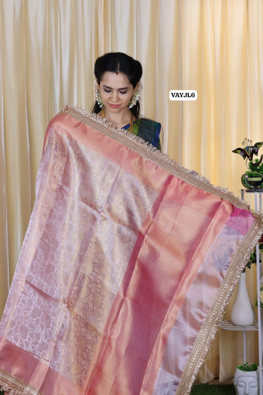 Saipallavi inspired premium tissue semi silk saree with lace work border 🥳