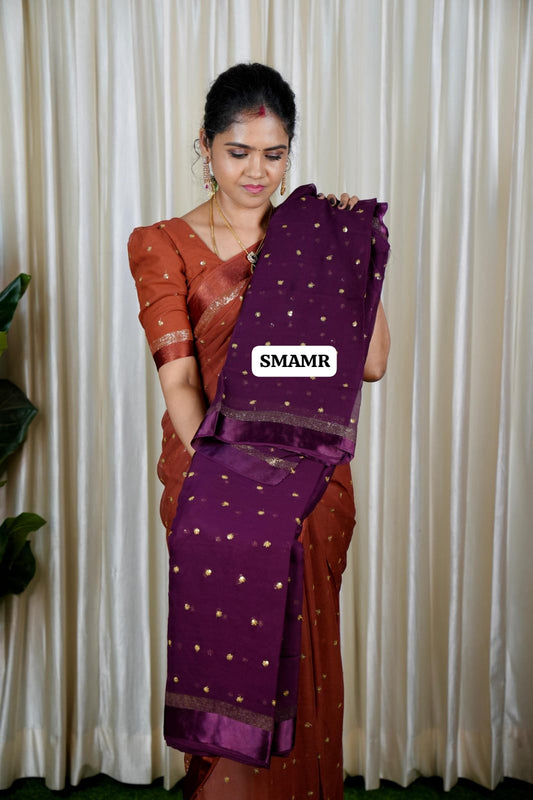 Pure Georgette Saree with chumky works🥳