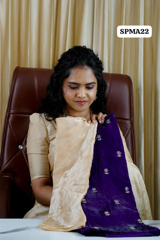 Space silk saree with contrast blouse🥰 🥳
