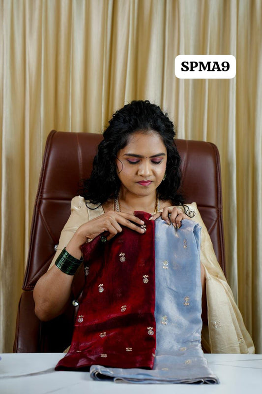 Space silk saree with contrast blouse🥰 🥳