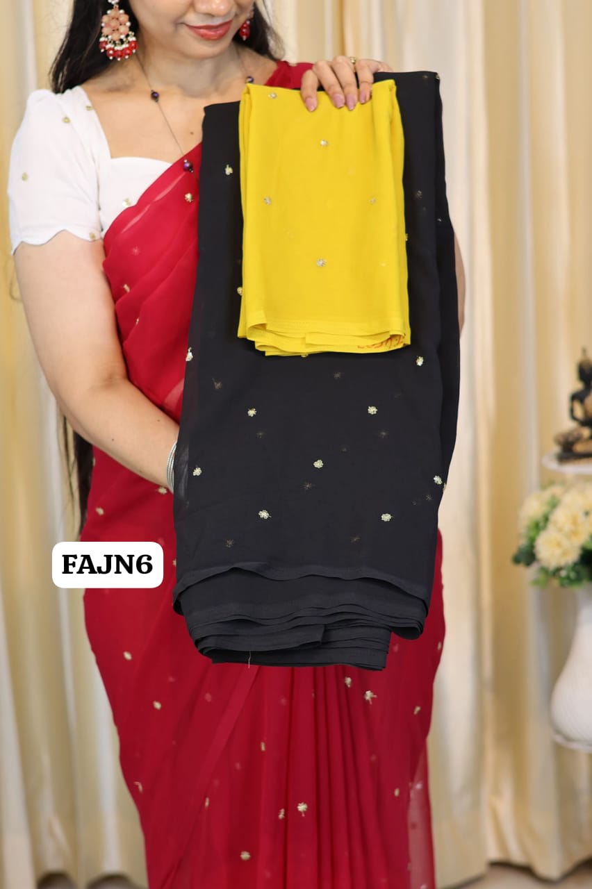 Soft georgette saree with chumkey work😍🥳