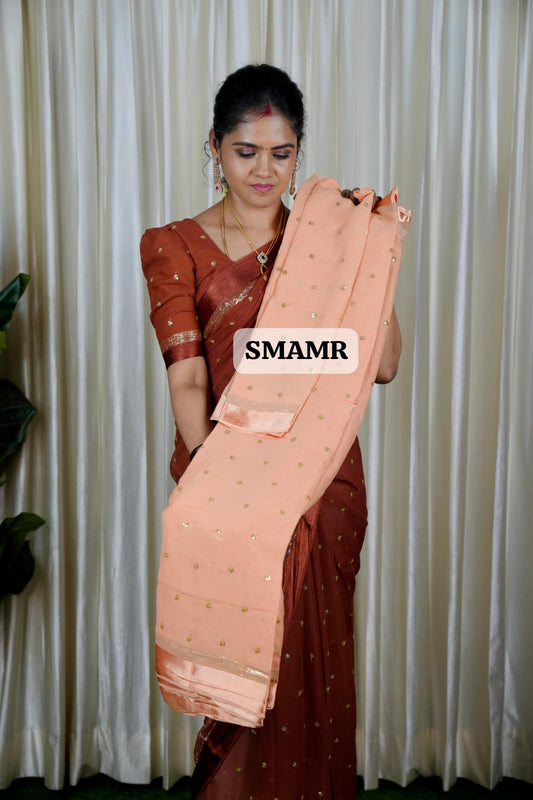 Pure Georgette Saree with Chumky Works🥳