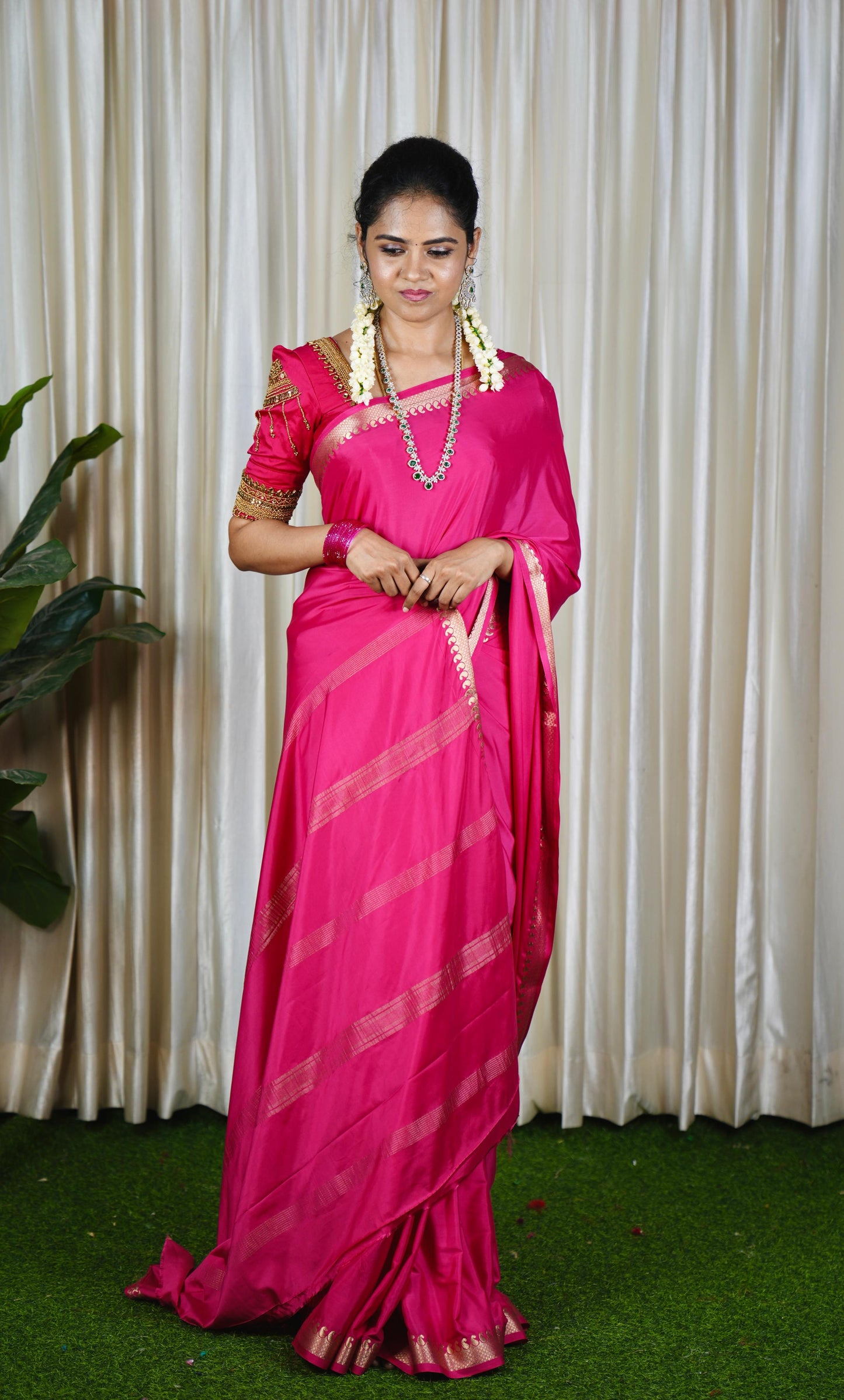 Mysore crepe silk sarees with golden zari ❌