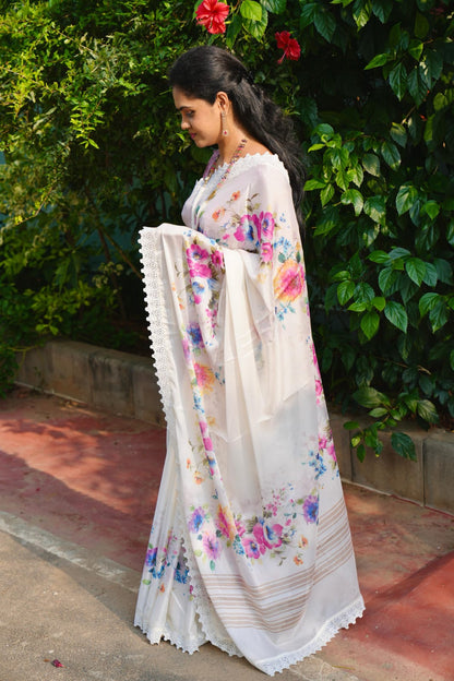 Premium Floral Georgette Silk🍄🥳