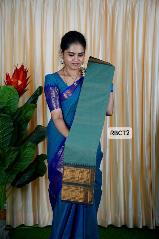 Kanchi Cotton Saree olive green with black ⚫️🥰