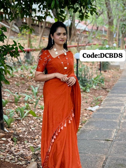 Georgette Saree with designer blouse🥰😎⛳📚