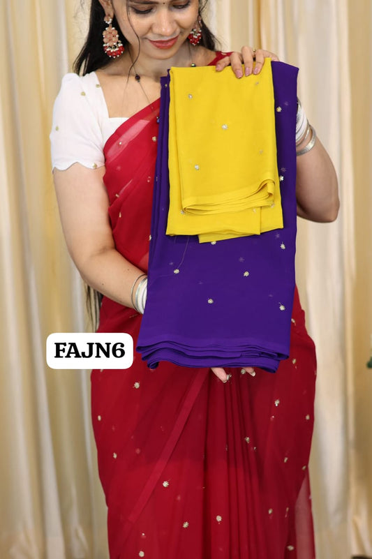 Soft georgette saree with chumkey work at just 🥳