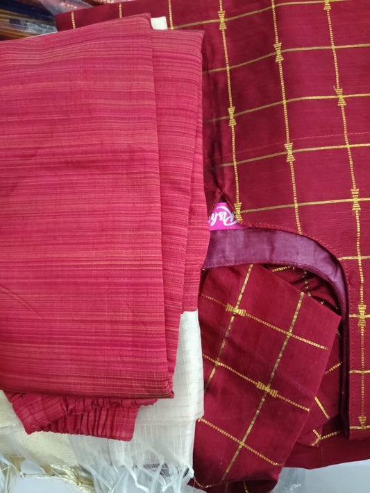 Raw silk Salwar with Gold Zari🥰😎Stitched(3pc set)