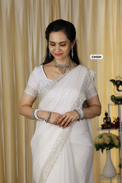 Christmas special Premium quality jarkhand work with cutwork border🥳(pure white)