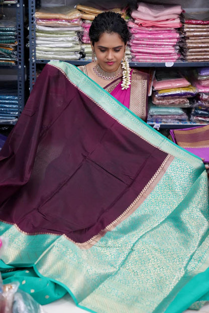 Warm silk sarees in half and half collections🥳