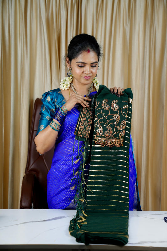 Georgette sarees with belt❌