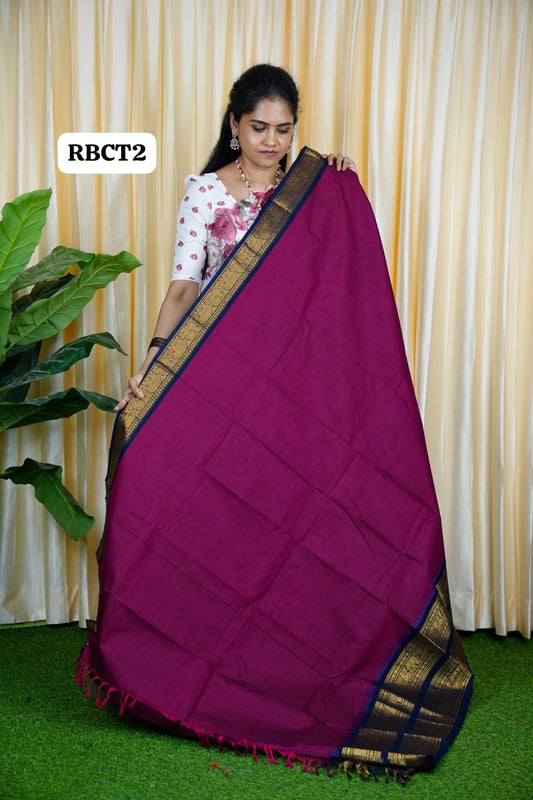 Kanchi cotton saree prebook dorck purple with heavy blue🥰😎 💜