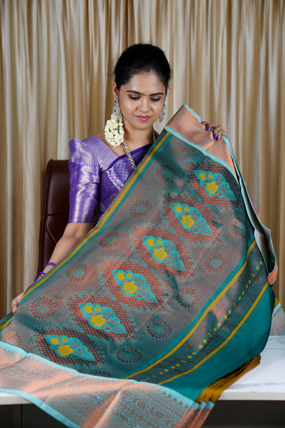 Premium quality kanchi semi silk saree with vairaoosi design  🥰🥳