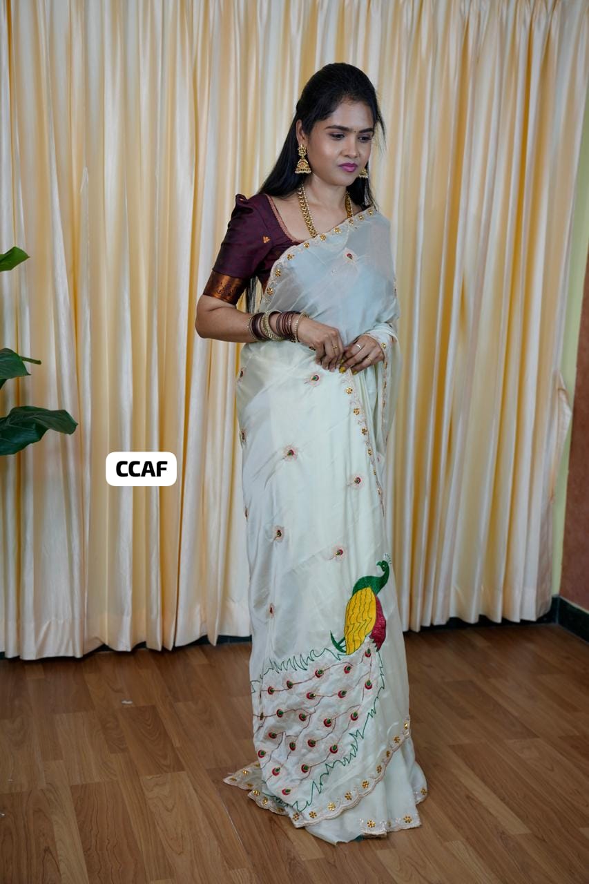 Shimmer georgette saree 🥰😎🌈📚