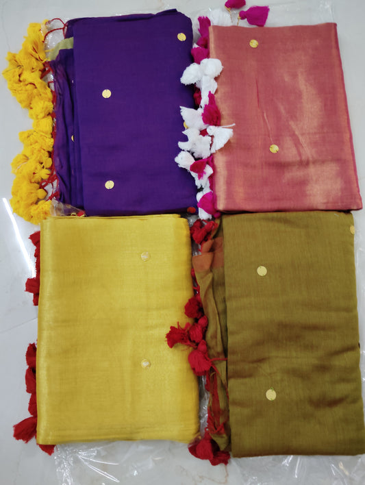 Kadhi cotton saree with coin buttas📷