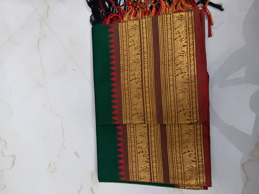 Premium Kanchi Cotton salwar top and dupatta green🥰