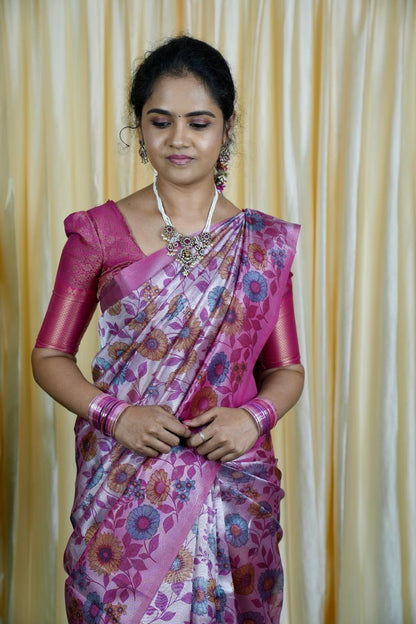 Soft Tissue Floral Printed Saree🥳