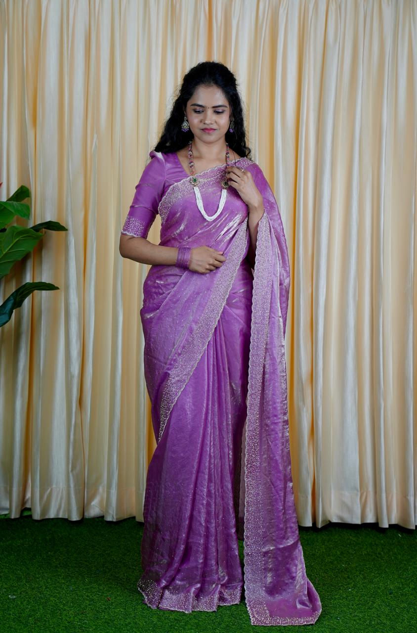 Premium space silk sarees with real jarkhan diamond work🍄🥳 (black lace only)
