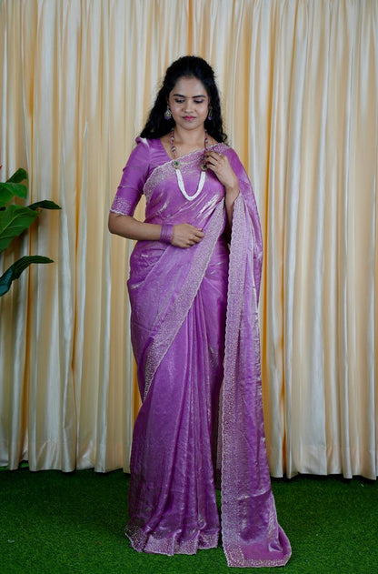 Premium space silk sarees with real jarkhan diamond work🍄🥳 (black lace only)