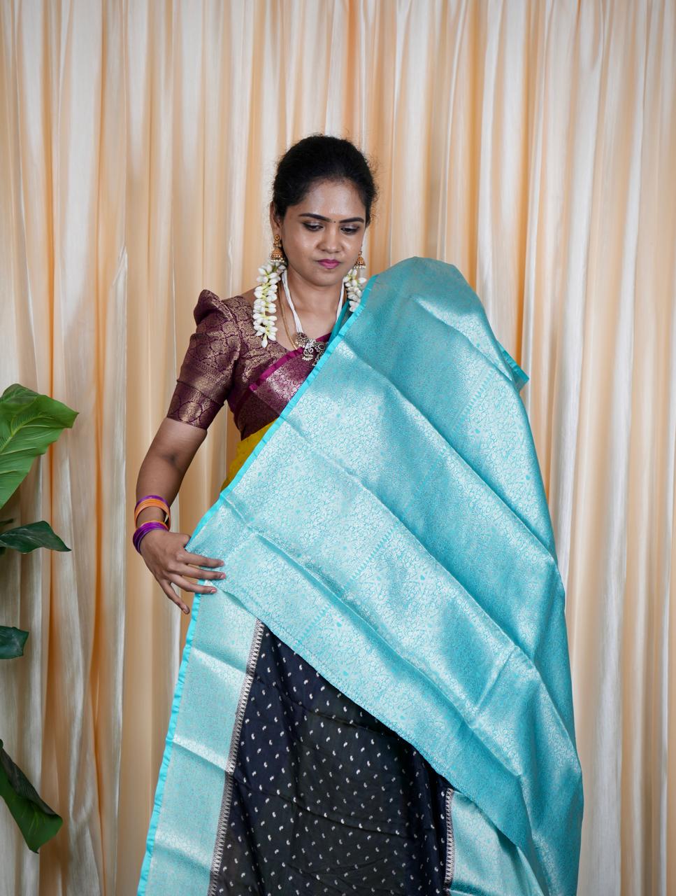 1000 Buttas Concept in Warm  Silk  Saree 👇