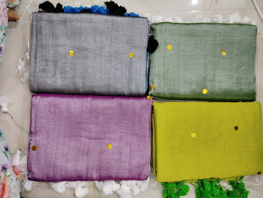 Kadhi cotton saree with coin buttas 📷