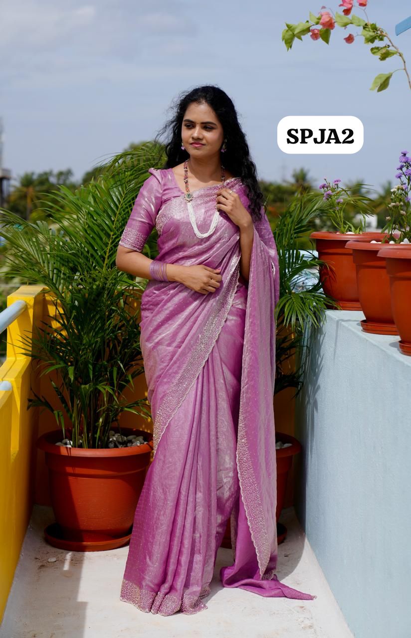 Premium space silk sarees with real jarkhan diamond work🍄🥳 (black lace only)