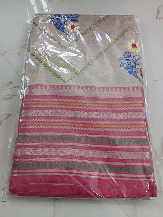 Tissue Saree with embroidery📷