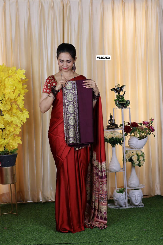 Premium modal. Semi silk saree🥳