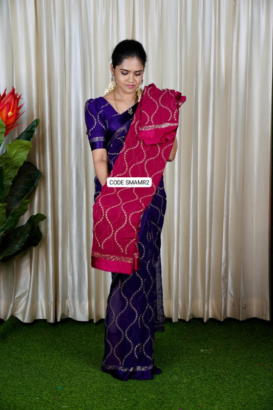 Pure georgette sarees with chumky works.🥳
