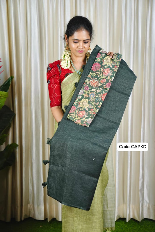 Kadhi Cotton Sarees with Contrast Kalamkari Blouse🥳