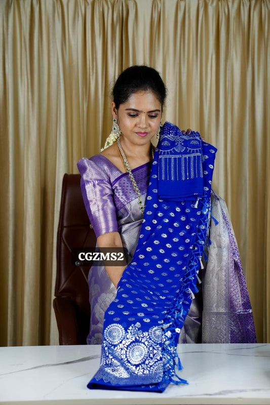 Georgette sarees with silver foil prints 🥳