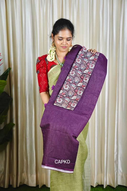 Kadhi cotton with kalamkari blouse  prebook ❌