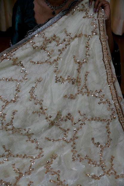 Premium Space silk with Golden heavy Katdhana work🥳