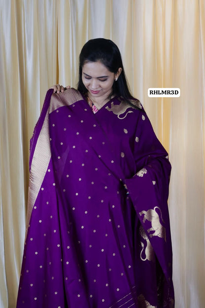 Singapenne saree mulberry soft silk saree with lion design border pichwai style mottif sold❌