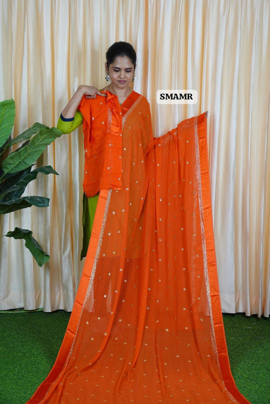 Pure Georgette Sarees with Chumky Works🥳