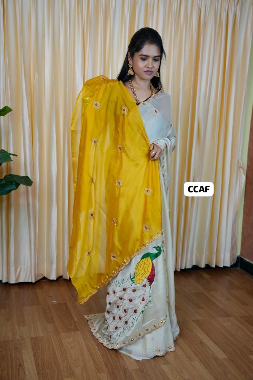 Shimmer georgette saree 🥰😎🌈📚