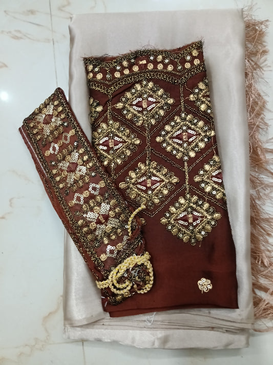 Satin saree+ belt 📷