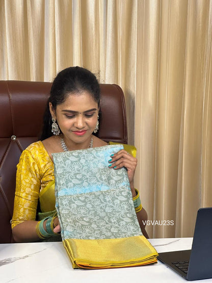Thread Embroidery designs in soft Katan sarees.🥳