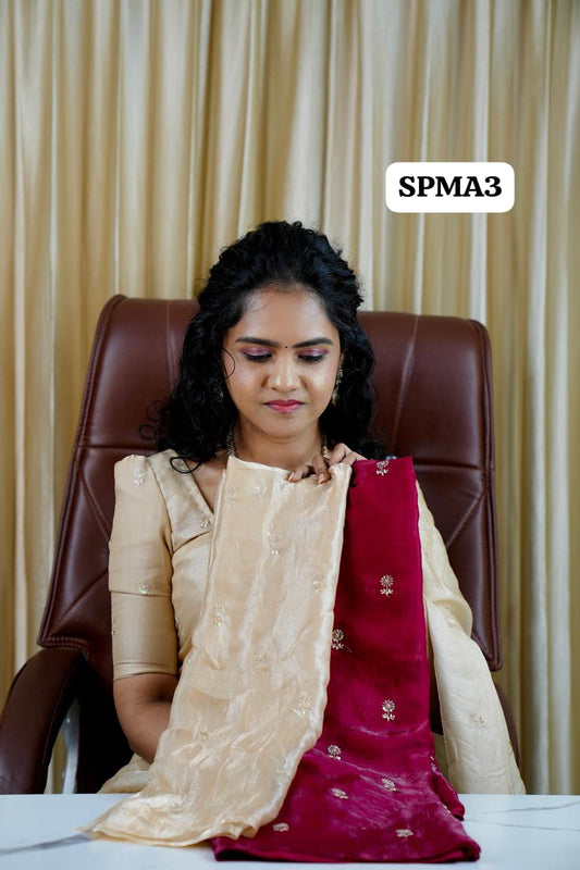 Space silk saree with contrast blouse🥰 🥳