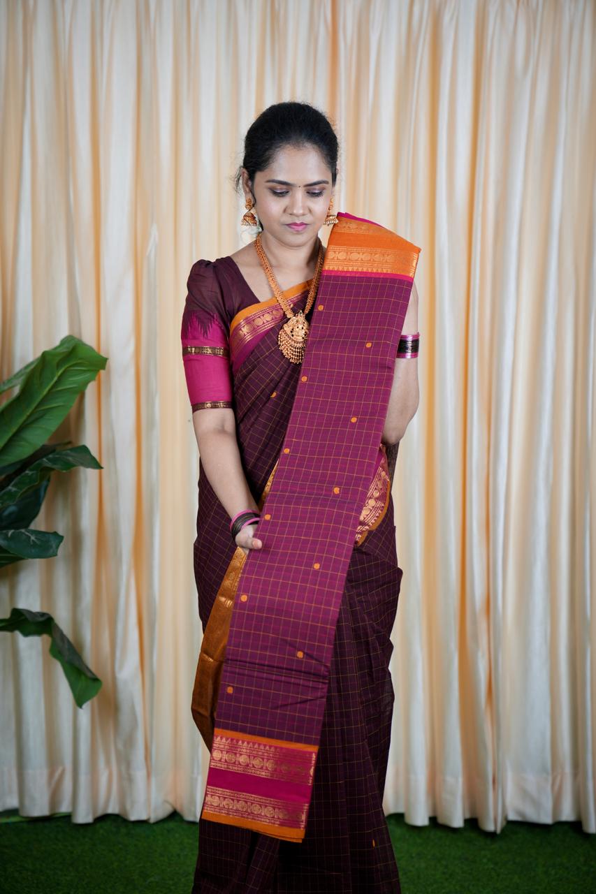 Kanchi cotton korvai buttas 5.5 Mtr❌