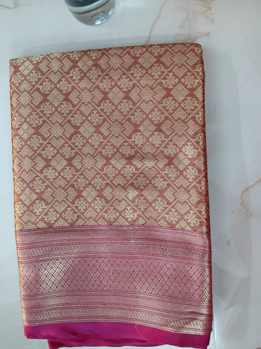 Bridal tissue silk saree dark pink📷