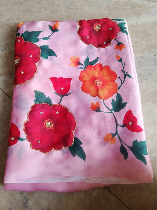 Designer sarees📷 pink colour