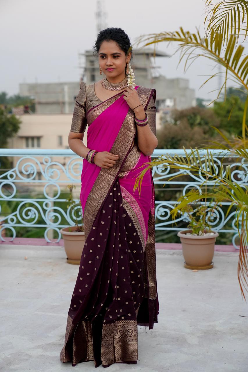 Premium half saree type saree in warm silk🥳