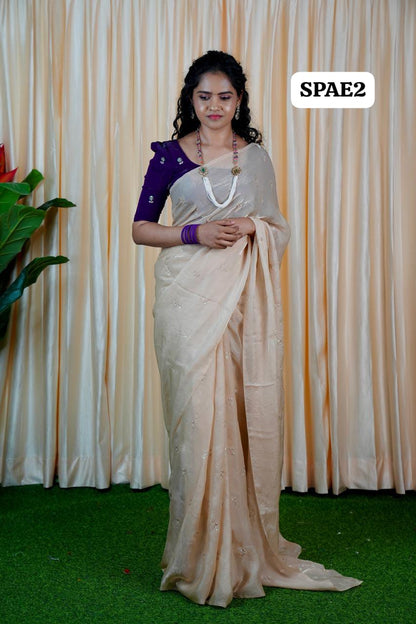 Space silk sarees.🥳with contrast blouse