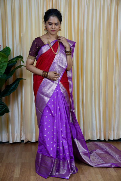 Warm silk sarees in half and half collections🥰🥳