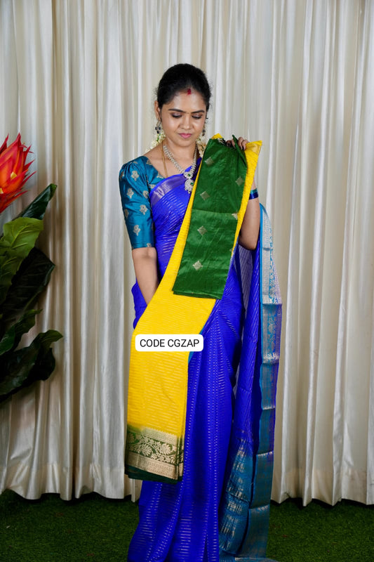 Mysore Crepe Silk Saree 🥳