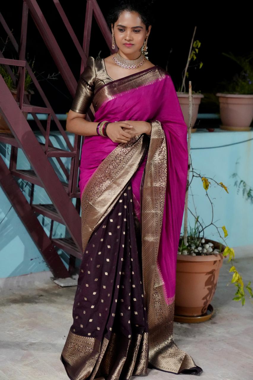 Premium half saree type saree in warm silk🥳
